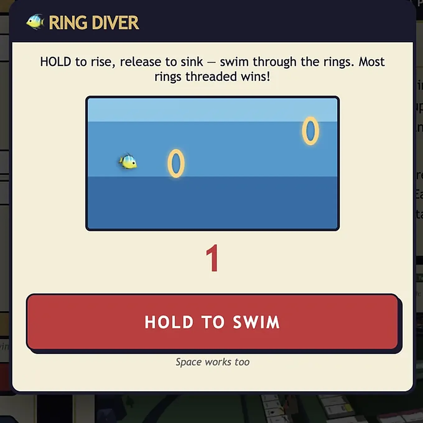 Ring Diver, one of the RentRivals minigames