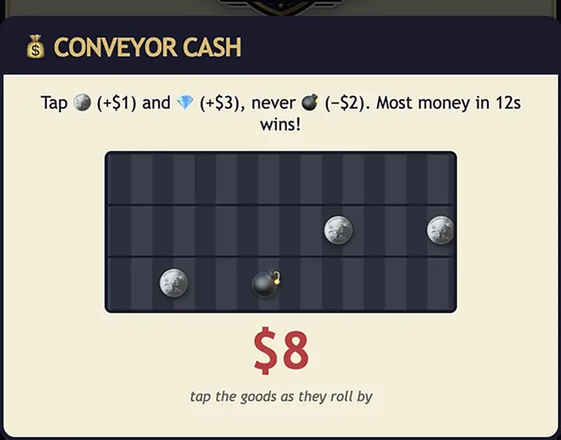 Conveyor Cash minigame in RentRivals