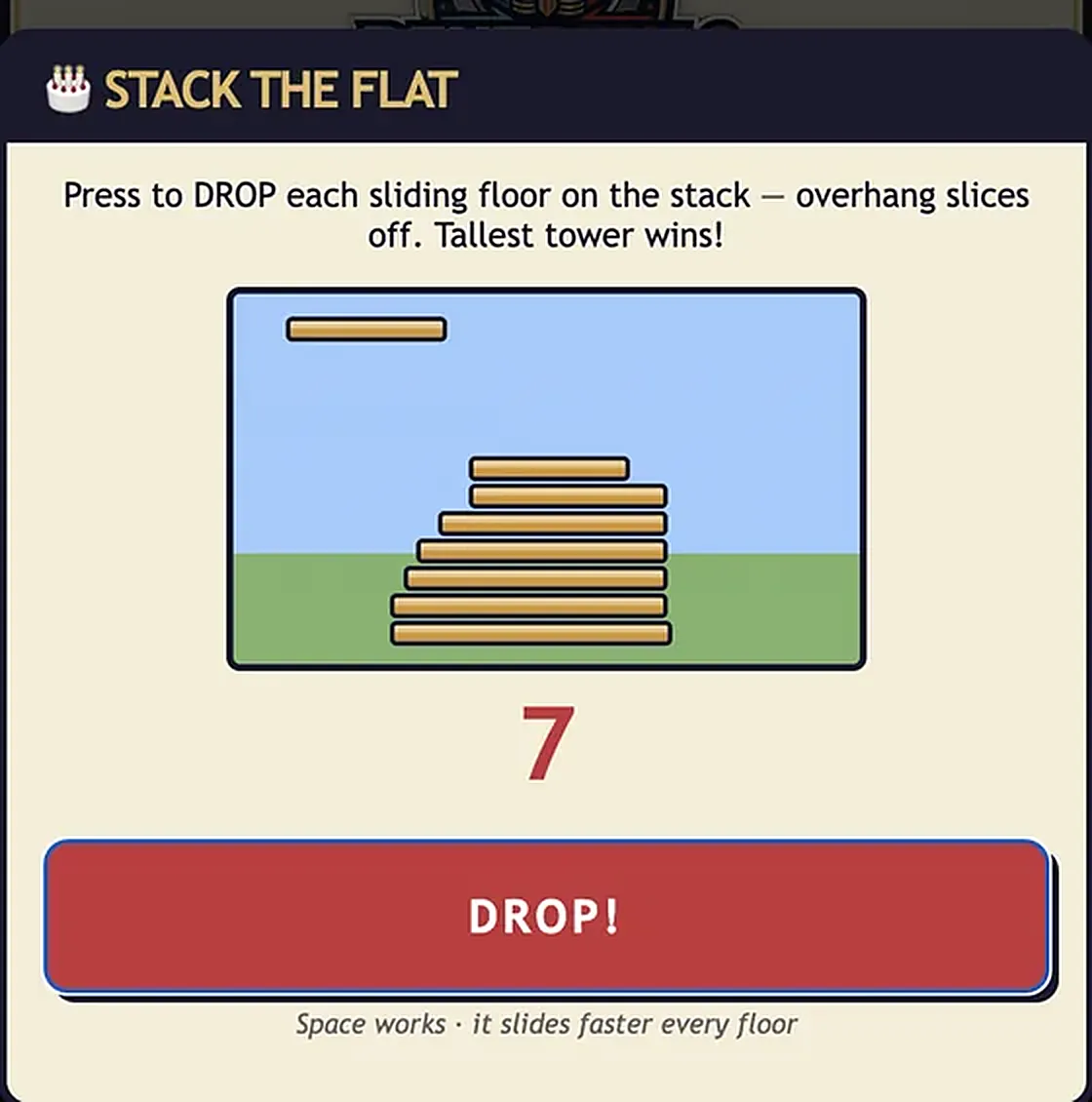 Stack the Flat minigame in RentRivals