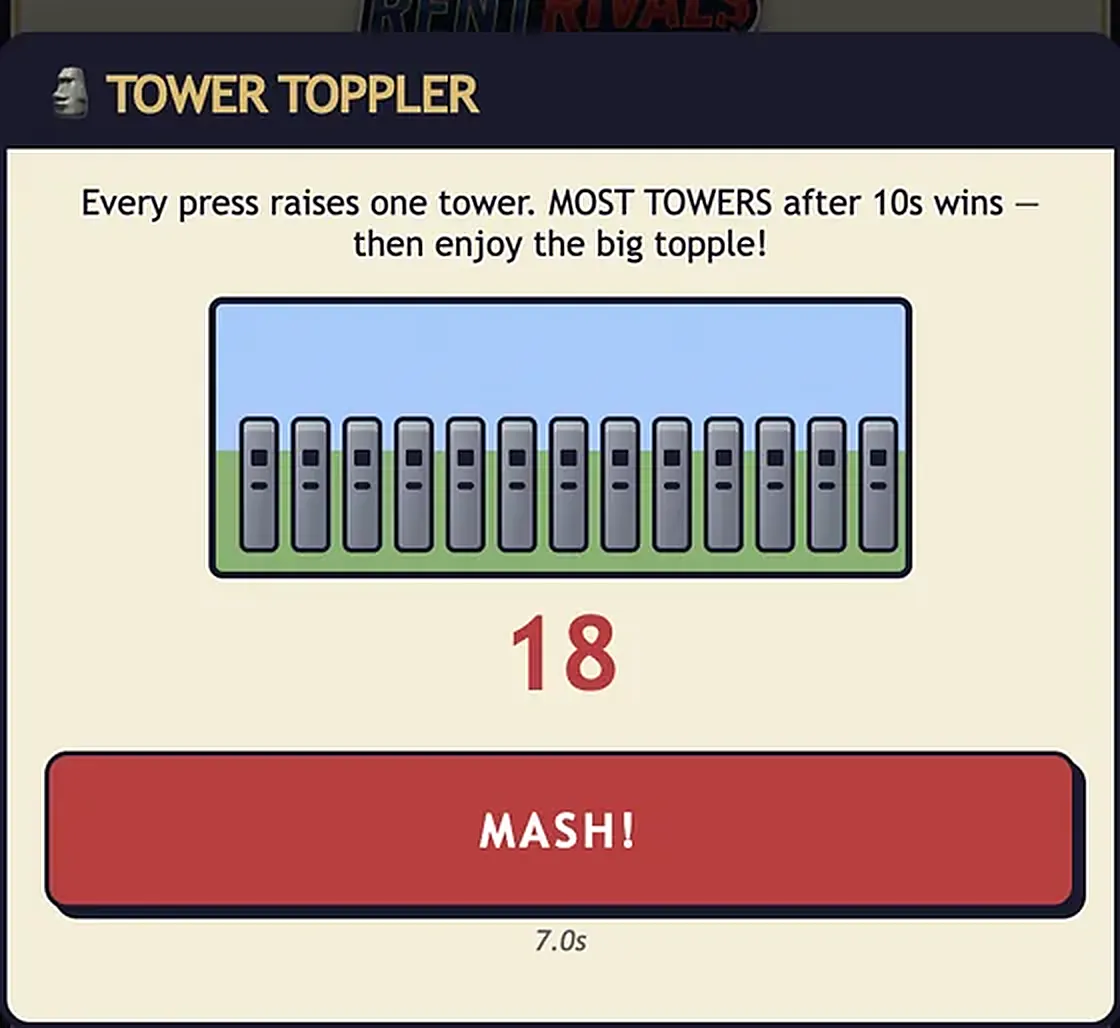 Tower Toppler minigame in RentRivals